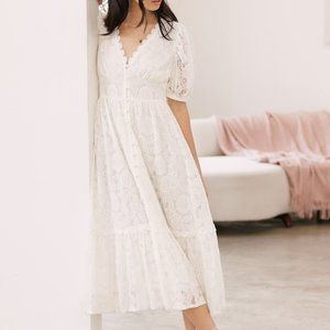 NWT Blu pepper White Lace Detail Midi Dress